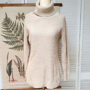 Cloth Cozy Waffle Cotton Knit Turtleneck Sweater Size XS